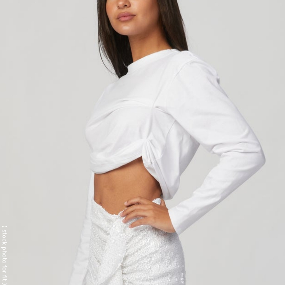 The Line By K Chely white cropped long sleeve tee